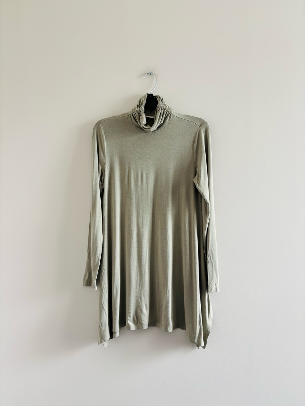 Soft Surroundings Tunic Top Green Turtleneck Knit Stretch Women S Lagenlook Art